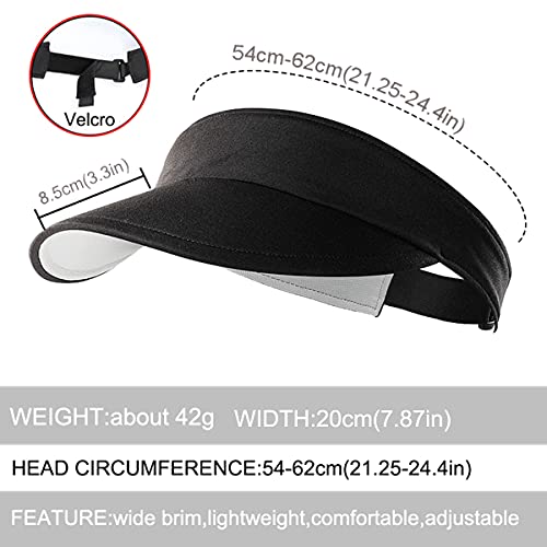 Wrels Sports Visor For Women Men Wide Brim Sun Hat-Adjustable Velcro & Roll-Up Design (White) #TOP1