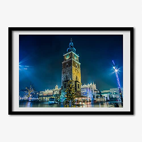 Cadre photo 70x50 cm Tulup avec affiche de Cracovie Pologne et moulure moderne en bois MDF