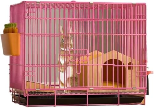 ThriVing うさぎ ケージ 折畳み 引き出しトイレ付き 広い 小動物 室内 小屋 屋根付き うさぎ 小屋 天井扉 ペットケージ 休憩所 脱走防止 組立簡単 掃除簡単 持ち運び便利 ペット用品 (4,60*42*50cm)
