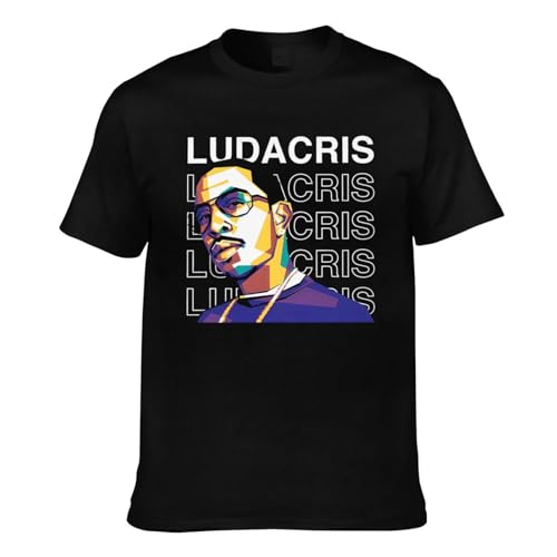 Ludacri's Shirt Men's Trend Personalized Pattern Short Sleeve Cotton Round Neck T-Shirt Black2