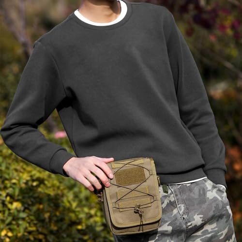 HUNTVP Taktische Umhängetasche Molle Schultertasche Militär Crossbody Bag Wasserdicht Sling Rucksack Multifunktional Messengerbag Crossbag Gürteltasche Bauchtasche für Sport Outdoor - Braun