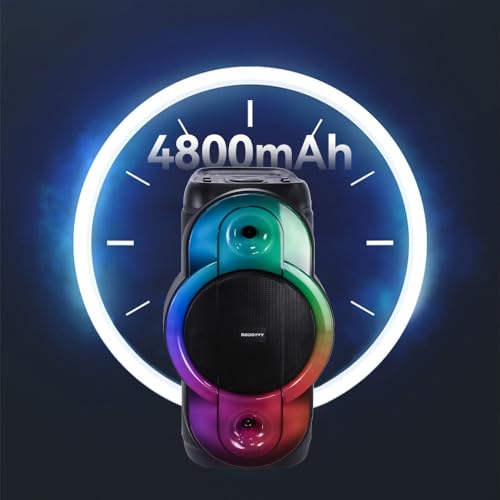 Image of MODORWY MF2107 Wireless Portable Bluetooth Karaoke Party Speaker with Record Button | 2- UHF Mic | Dynamic RGB Lights | Mega Bass | TWS Mode | Equilizer Control (MF 1110)