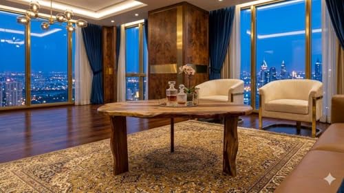 Image of Solid Sheesham Wood Coffee Table | Live Edge Natural Shape Center Piece | Wooden Furniture for Living Room Home Decor | Modern Low Height Floor Seating Tea Unit | Unique Grain Design | Natural Finish