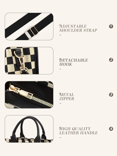Image of hibear Checkered Hobo Bag for Women City Tote Handbag Trendy Slouchy Crossbody Bag Canvas Vintage Shoulder Bag 2026 New