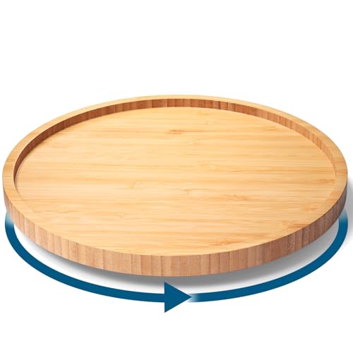 VERTORGAN Lazy Susan Organizer for Kitchen,Bamboo Turntable for Cabinet,Pantry,Vanity,Middle（Natural）