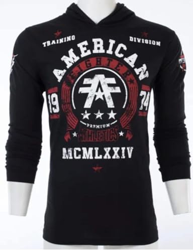 American Fighter Men's Long Sleeve Hoodie DALTON shirt Black S-3XL4