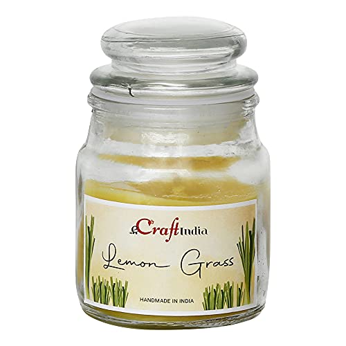 eCraftIndia Lemon Grass Scented Candle for Home Decor, Bedroom - Jar Candles for Diwali, Christmas, Birthday, Valentine's Day - Scented Candles Gift Set - Diwali Decoration Items for Home Decor 3 41hyhVUNbjL