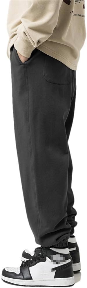 FULBHPRINT Heavy Guard Ninth Pants Men Casual Trousers Loose Sports Autumn Winter Dark Gray Black Elastic Waist Leggings