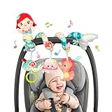 MONSTIME Carseat Toys Hanging Car Seat Toys for Babies 0-6 Months Boy Girl, Mermaid Stroller Toy Newborn Infant Sensory Baby Toy 0-6 Months with Music Rattle Teether, Gift for 0 3 6 9 12 Months