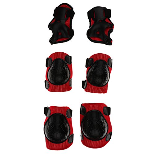 F Fityle 6 Peças Garoto Menino Menina Skate Skate Bicicleta Cotovelo Pulso Protetor De Joelho - Pret