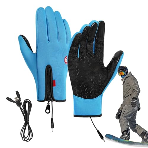 Sionhiuo Manoplas de invierno impermeables – Guantes con calefacción USB para clima frío | Guantes unisex ajustables para correr, pescar