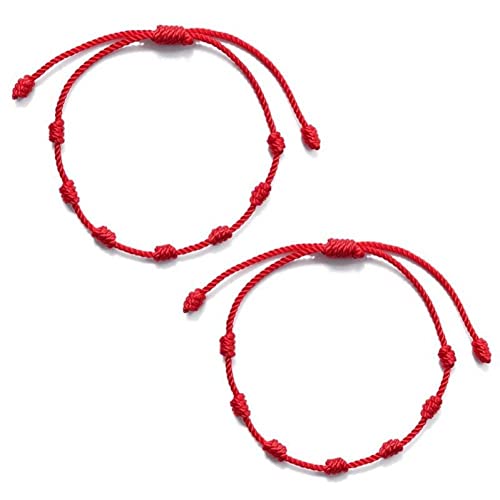Froiny 2pcs 7 Noeuds Bracelet À Cordes Rouges pour Protection Evil Eye Bonne Chance Amulette pour Réussir Prospérité Bracelet D'amitié