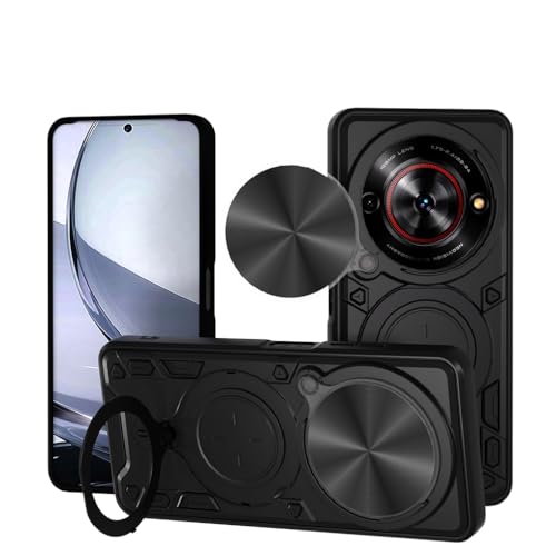 SEAHAI Funda para ZTE Nubia Focus 5G / ZTE Blade A75 5G, [Rugged Armour] Antigolpes Carcasa con Metálico Anillo Magnético Soporte y Cámara Deslizante Proteger, Anti-Caída Silicona Case - Negro