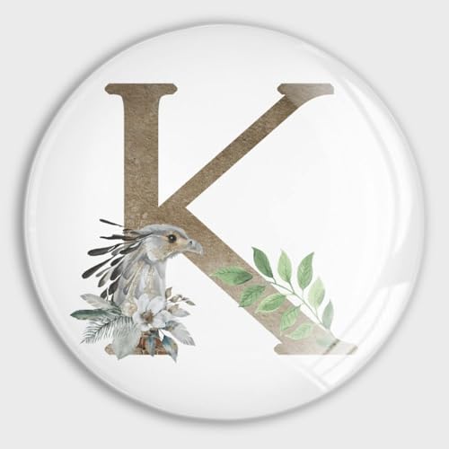 Aimants en verre lettre initiale K monogramme oiseau déco - 2