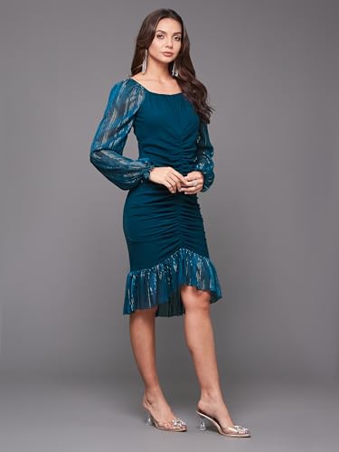 Image of Miss Chase Women's Sleeveless Collared Bodycon Above-Knee Polyester Dress