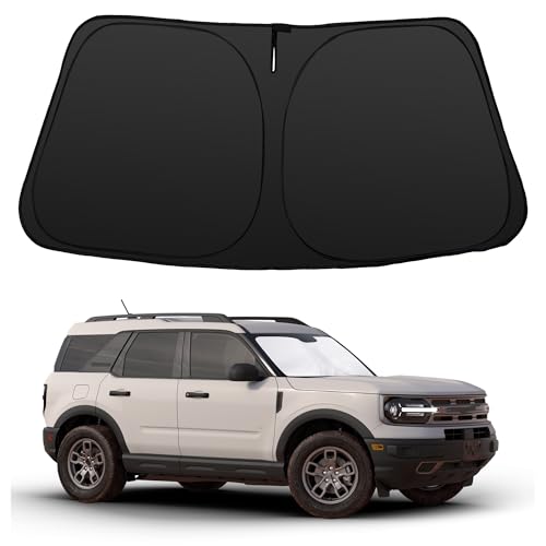 Image of Windshield Sun Shade for 2021-2026 Ford Bronco Sport | Foldable, Full covered for windshield, Block UV Rays, Heat Reduction, Easy to install, Keeps Car Cooler