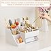 Yieach White Makeup Organizer With Brush Holder,Large Countertop Makeup Organizers for Vanity,Top Dresser and Bathroom,Plastic Cosmetics Storage Organizer with Drawers for Lotion Beauty Hair Product