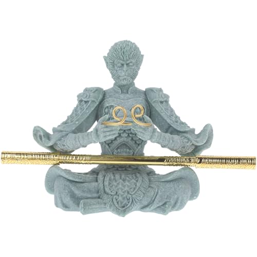 Image of Sandstone Monkey Tea Pet - Mini Monkey Figure Ornament for Home Decor, Aquarium, or Garden - Unique Wukong Statue