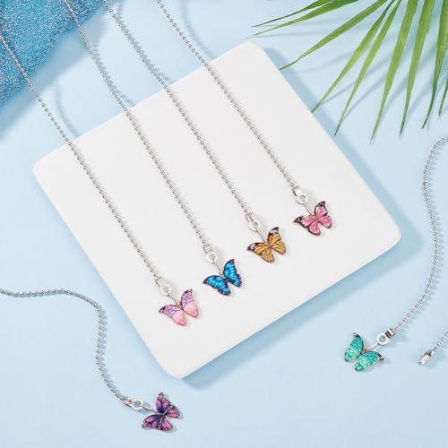 Image of 12 Pcs Enamel Butterfly Ceiling Fan Pull Chain Extender, 6 Colors 13.3inch(33.8cm) Adjustable Decorative Extension Connector Alloy Fan String Chain Ornaments for Lighting Lamp Fan Decor
