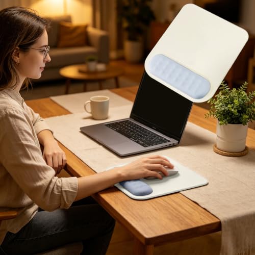 Image of Mouse Pad with Gel Wrist Rest Support, Ergonomic Mouse Cushion with Non Slip Rubber Base Mouse Pad for Laptop, Computer, Gaming, Office (Cream, Rectangular)