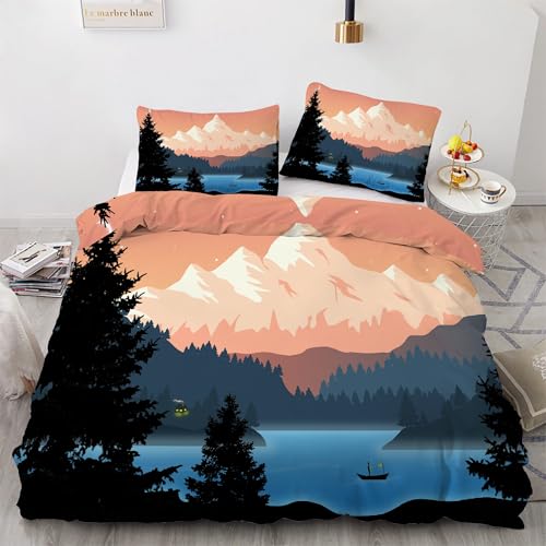 Ensemble de literie 3 pièces paysage de montagne finitions haut de gamme - 2