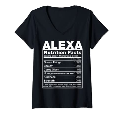 Mujer Alexa Nutrition Facts - Camiseta de cumpleaños con nombre de Alexa Camiseta Cuello V