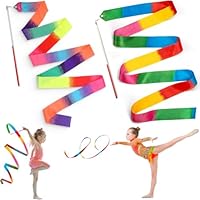COYUN 2 Stück Gymnastikband mit Stab, 2M Gymnastikband Kinder Tanzen Streamer Rhythmische Sportgymnastik Band Tanzbänder für Kinder Rhythmische Sportgymnastik,Kindertanz