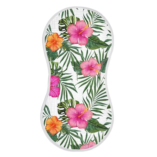 Multicolored Hibiscus White Burp Cloths for Babies Burp Rag Cotton Spit Up Rag for Babies Girls Infants2