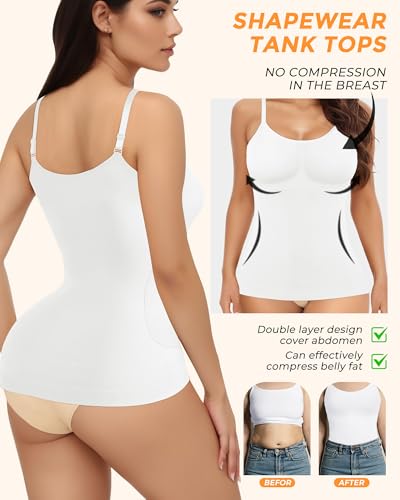 AURUZA 2PCS Womens Shapewear Tummy Control Scoop Neck Camisole Tops for Women Seamless Compression Tank Top Plus Size4