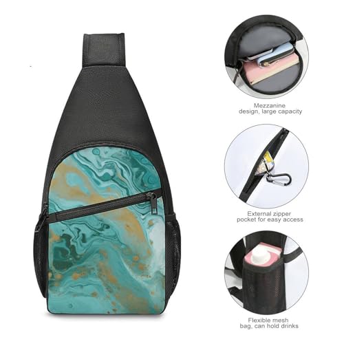 Bolso cruzado sling azul y dorado para viajes miniatura 5