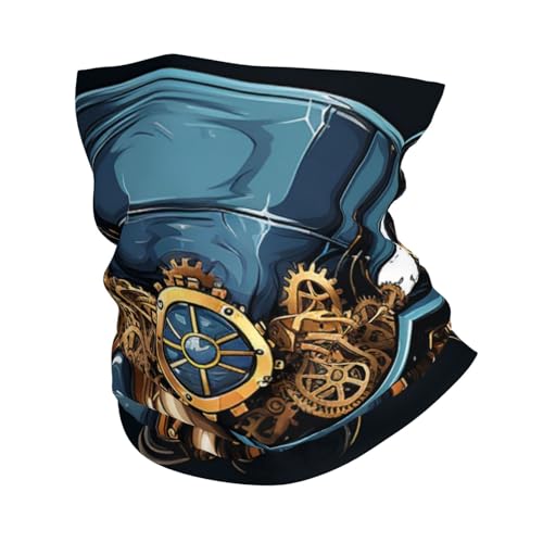 Balaclava Vintage Steampunk Oro con Diseño de Calavera para Mujer y Hombre, Mascarilla de Cuello Elástica Transpirable, Ideal para Motocicleta, Ciclismo, Esquí y Fiesta, Blanco miniatura 1