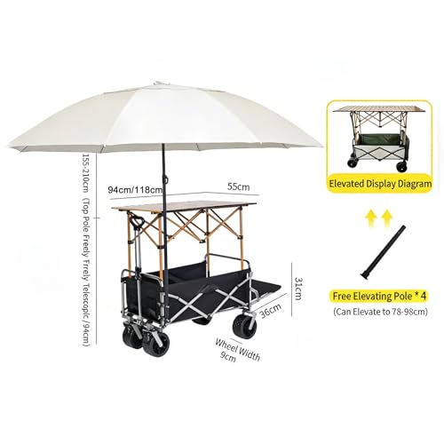Carrito plegable con paraguas y ruedas bloqueables comerciales 3