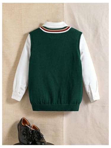 Floerns Boy's Striped Sweater V Neck Long Sleeve Cable Knit Casual Pullover Tops2