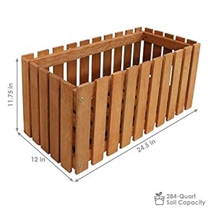 Sunnydaze meranti wood picket style planter box outdoor wooden decorative holder with fence design for flowers herbs vegetables and plants ideal for patio and porch 24 inch  urban country home decor