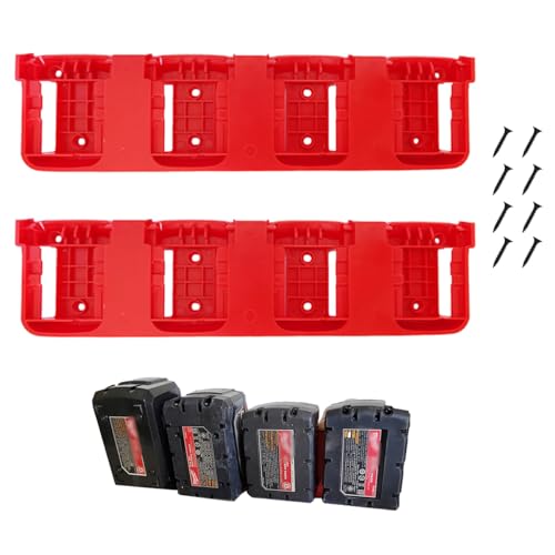 WOLGNKI 2Pcs Battery Holder 4 Slot Bulk Battery Garage Organizer Mount Fit for Milwaukee M18 Battery