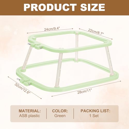 Image of PATIKIL 9.4 inch x 8.7 inch Square Embroidery Hoop Stand, Adjustable ABS Plastic Cross Stitch Stand Hands-Free 2-Tier Embroidery Hoop Holder Punch Needle Frame for Sewing Arts Needlework, Green