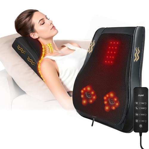 Joyset Back Massager with Heat,Neck Massager for Back Pain Deep Tissue,4D Kneading Shiatsu Lower Back Massage Pillow for Neck Shoulder Legs,Gifts for Mom,Dad,Women,Men