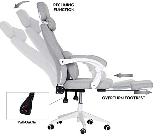 EROMMY Office Chair High Back Executive Chair with Headrest, Flip Up Armrests and Lumbar Support Adjustable Swivel Chair with Footrest Computer Chair Gas lift is SGS Approved (Light Gray)