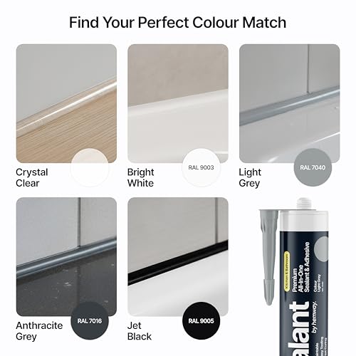 Image of Hemway Light Gray Kitchen & Bathroom Sealant & Adhesive - 300ml 1 Pack | Hybrid Polymer, Superior to Silicone Caulk Sealant, Waterproof, Odorless, Paintable, Ideal for Around Bathtub Shower Kitchen