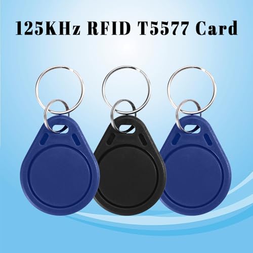 10 pcs RFID Black Keyfobs 10 pcs RFID Blue Keyfobs,125KHz Blank Writable Keychains T5577 Key Cards for Entry Access Control System