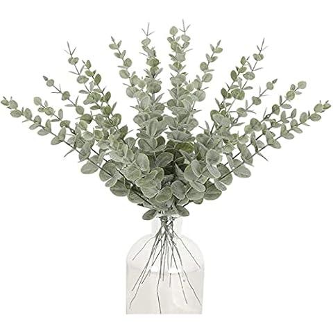 15 Pieces Artificial Eucalyptus Stems Real Touch, Fake Silver Dollar Leaves Faux Plants for Flower Arrangement, Wedding Bouquets,Table Centerpiece, Home Decor Cover