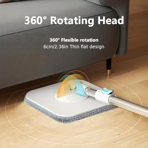 Image of Kleeno by Cello Magic Mop with Square Bucket | White & Grey | 360 Degree Movement | Highly Water Absorbent | Microfiber Pads for Wet & Dry Cleaning | Free Refill | Ideal for Home, Kitchen & Office