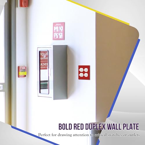 Image of ENERLITES Duplex Receptacle Outlet Wall Plate, Midway Size 2-Gang 4.88 inch x 4.92 inch, Unbreakable Polycarbonate Thermoplastic, UL Listed, 8822M-R, Red