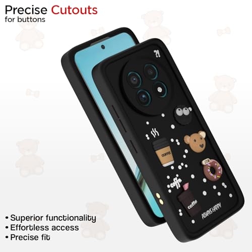 Image of Pikkme Back Cover for Realme 13 Pro / 13 Pro Plus 5G | Cute Fun Cartoon 3D Bear Silicone Full Body Protection Bumper Case (Black)