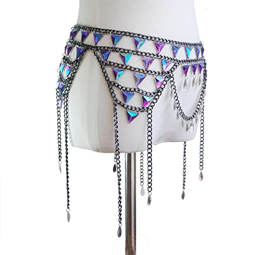 Cadena de cintura de plata con diseño de triángulo multicolor de KnSam 4