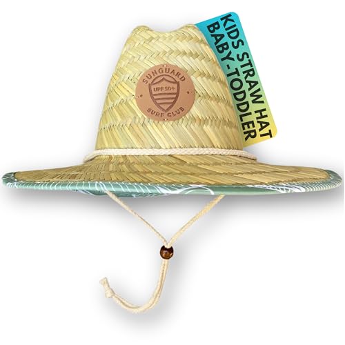 Sunguard Swim Baby, Kids Straw Hat (6mos-8yrs) UV Toddler Lifeguard Hat for Beach - Surf Hemlock Kids Sun Hat for Boys, Girls