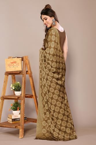 Image of MIRCHI FASHION Women Saree Chiffon Flower Print | Breathable Lightweight Sari for Office and Daily Use with Unstitched Blouse Piece (Available in 30 Styles)
