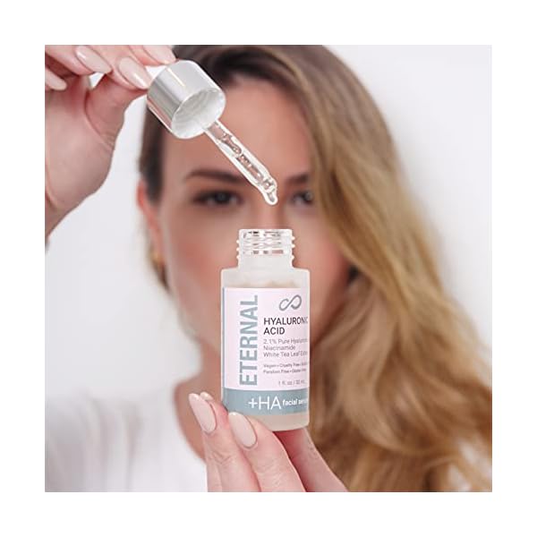 Eternal 2.1% Pure Hyaluronic Acid Face Serum - Niacinamide and White Tea Leaf Extract Moisturizes, Hydrates, Plumps Skin, Reduces Wrinkles and Fine Lines, Anti-Aging Facial Oil Serum (1Fl. Oz.)