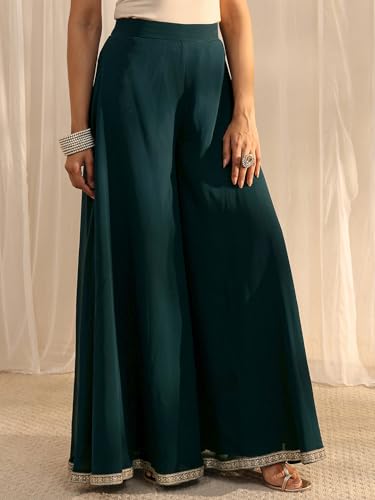 Image of Libas Art Embroidered Georgette Anarkali Kurta With Palazzos and Dupatta | ethnic wear | bridal suit | occasion wear