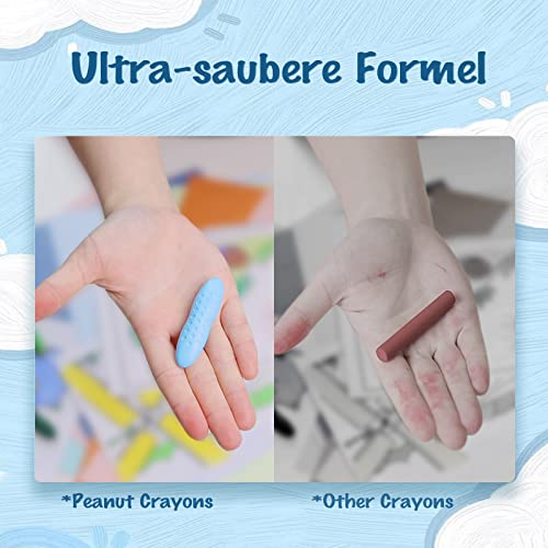 YPLUS Erdnuss Wachsmalstifte für Kleinkinder, 12 Farben, Ungiftige, Leicht zu Halten, Waschbare sichere Kleinkindmalstifte für Kinder Malzubehör – Bild 3